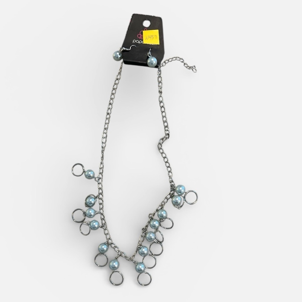 NWT Paparazzi Silver Necklace with Blue Accents